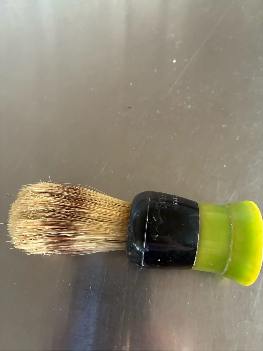 Shaving Brush Bakelite Catalan Yellow-Green W/ Boar or Badger Bristles VTG
